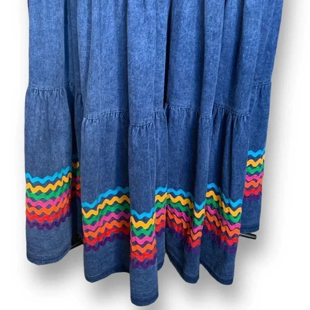 Vintage Maxi Skirt with Multicolor Ric Rac Trim - Picture 2 of 9